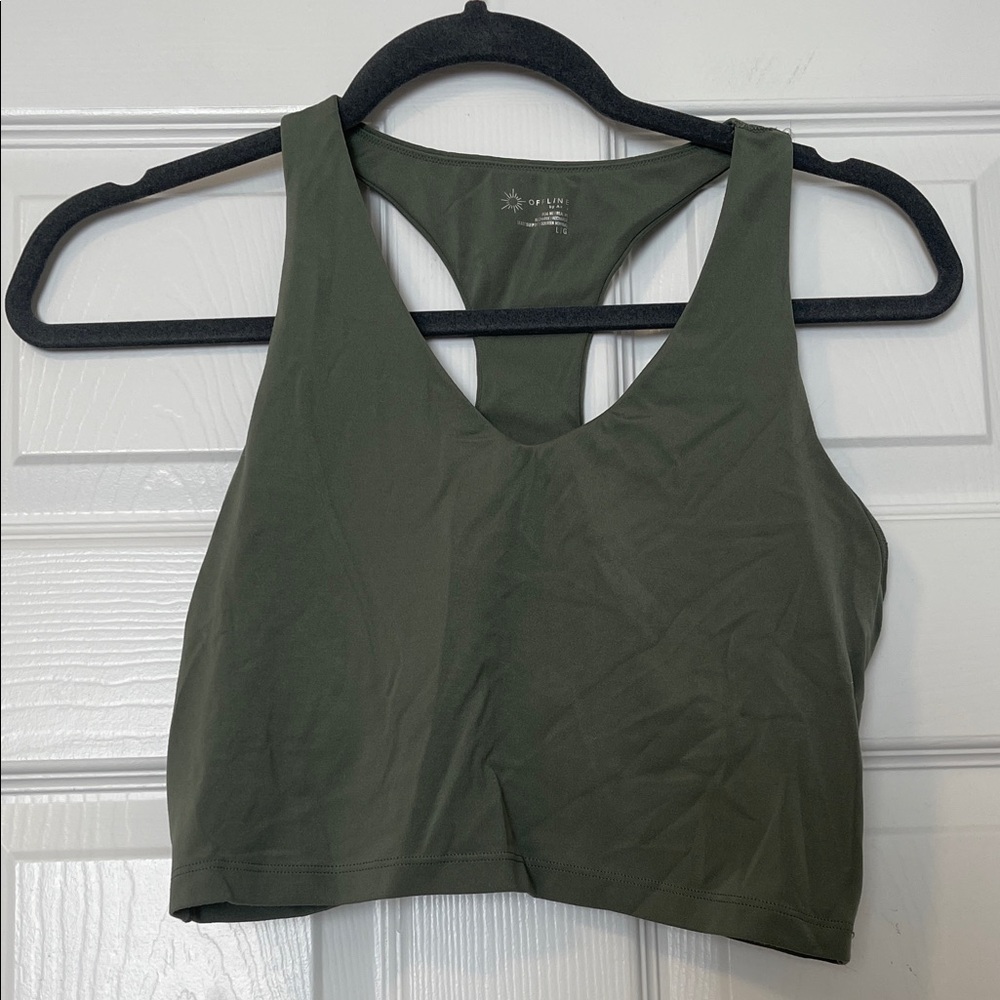 Offline Olive Green Racerback Sports Bra